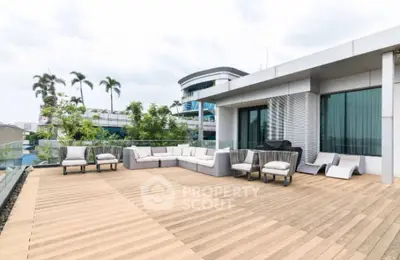 Stunning modern architectural exterior with sleek design and spacious outdoor area.