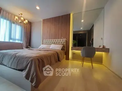 Luxurious bedroom with elegant decor and ambient lighting