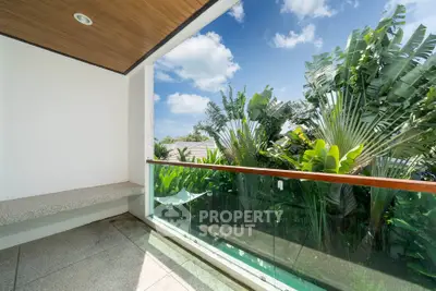 Stunning balcony with lush garden view and modern design