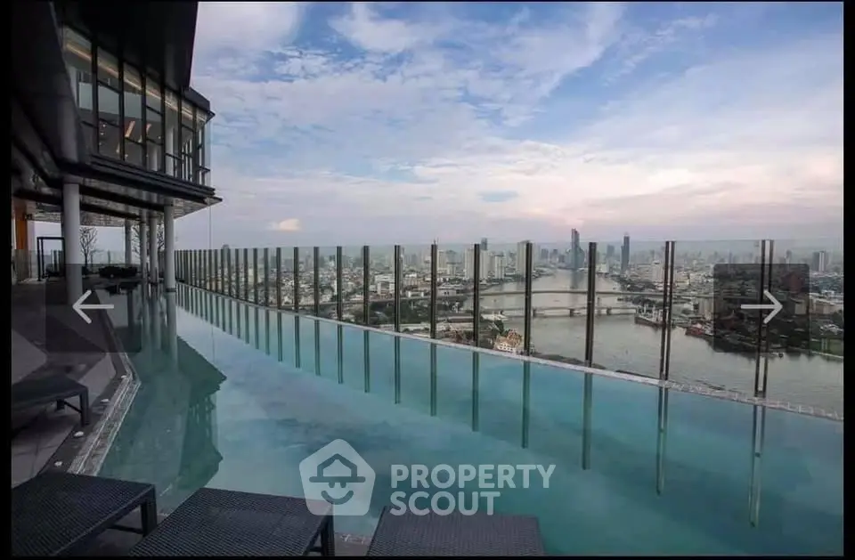 Stunning rooftop infinity pool with panoramic city skyline view, perfect for luxury living.