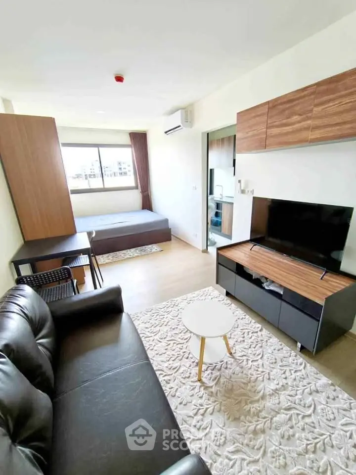 Modern studio apartment with stylish furniture and natural light