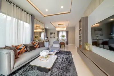Luxurious modern living room with elegant decor and plush furnishings