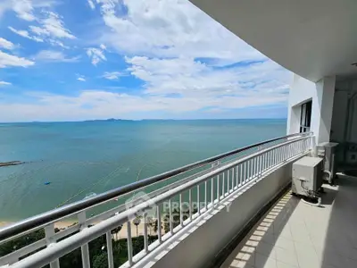 Stunning ocean view from spacious balcony in luxury apartment