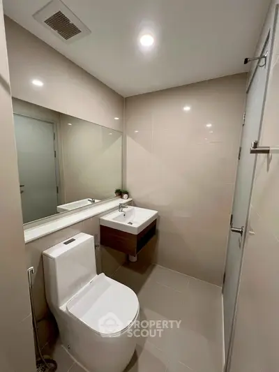 Modern bathroom with sleek fixtures and minimalist design