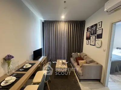 Modern living room with stylish decor and cozy seating area