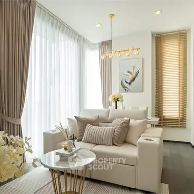 Elegant living room with modern decor and natural light