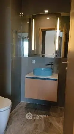 Modern bathroom with sleek design and stylish fixtures