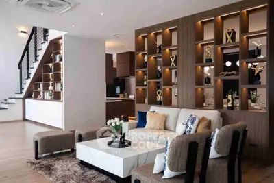 Luxurious modern living room with stylish decor and open layout