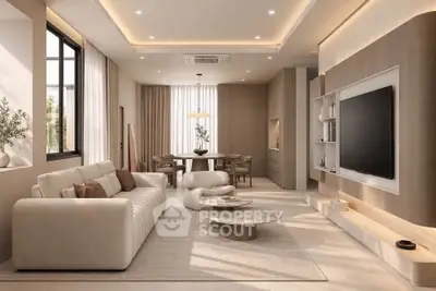 Luxurious modern living room with elegant decor and spacious layout, perfect for relaxation and entertainment.