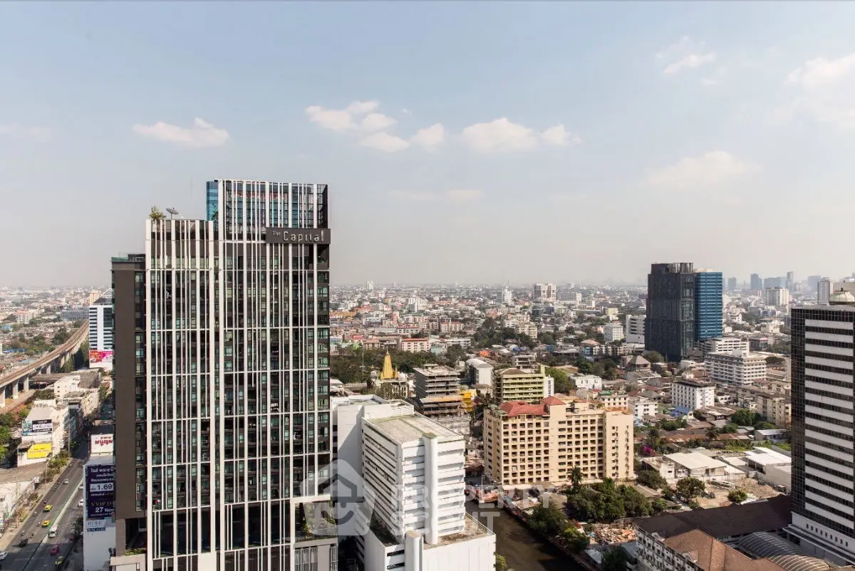 Stunning cityscape view from high-rise building in urban skyline