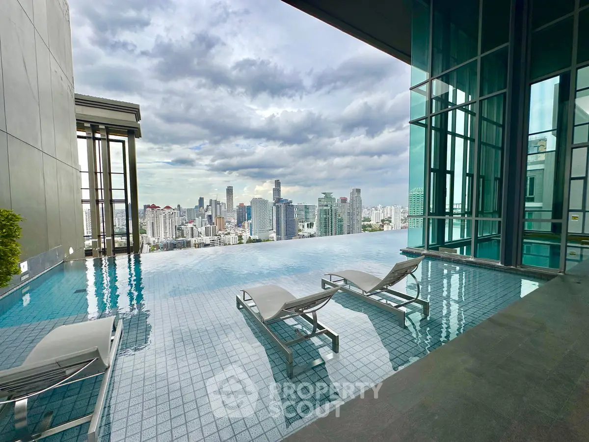 Luxurious rooftop infinity pool with stunning city skyline views, perfect for relaxation and leisure.