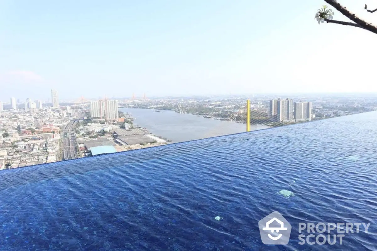 Stunning rooftop infinity pool with breathtaking city and river views