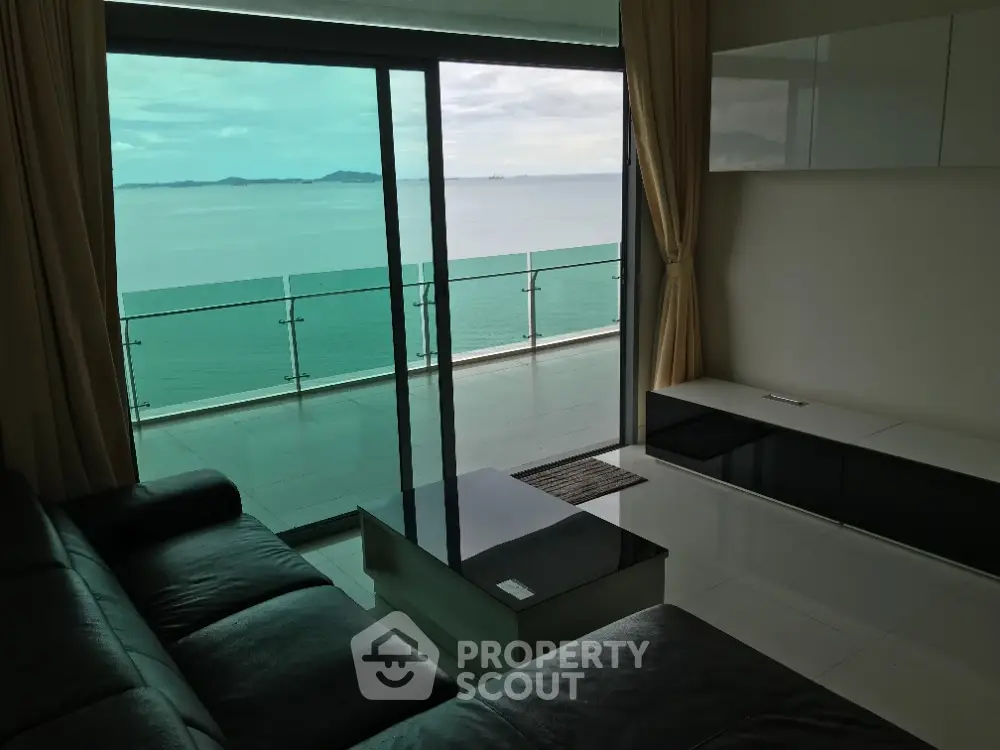 Luxurious living room with stunning ocean view and modern furnishings