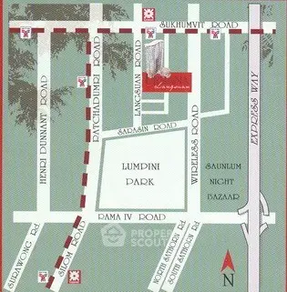 Map showing location near Lumpini Park with nearby roads and landmarks.