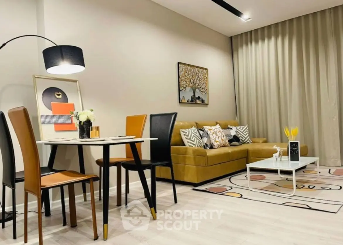Stylish modern living room with elegant decor and cozy seating area