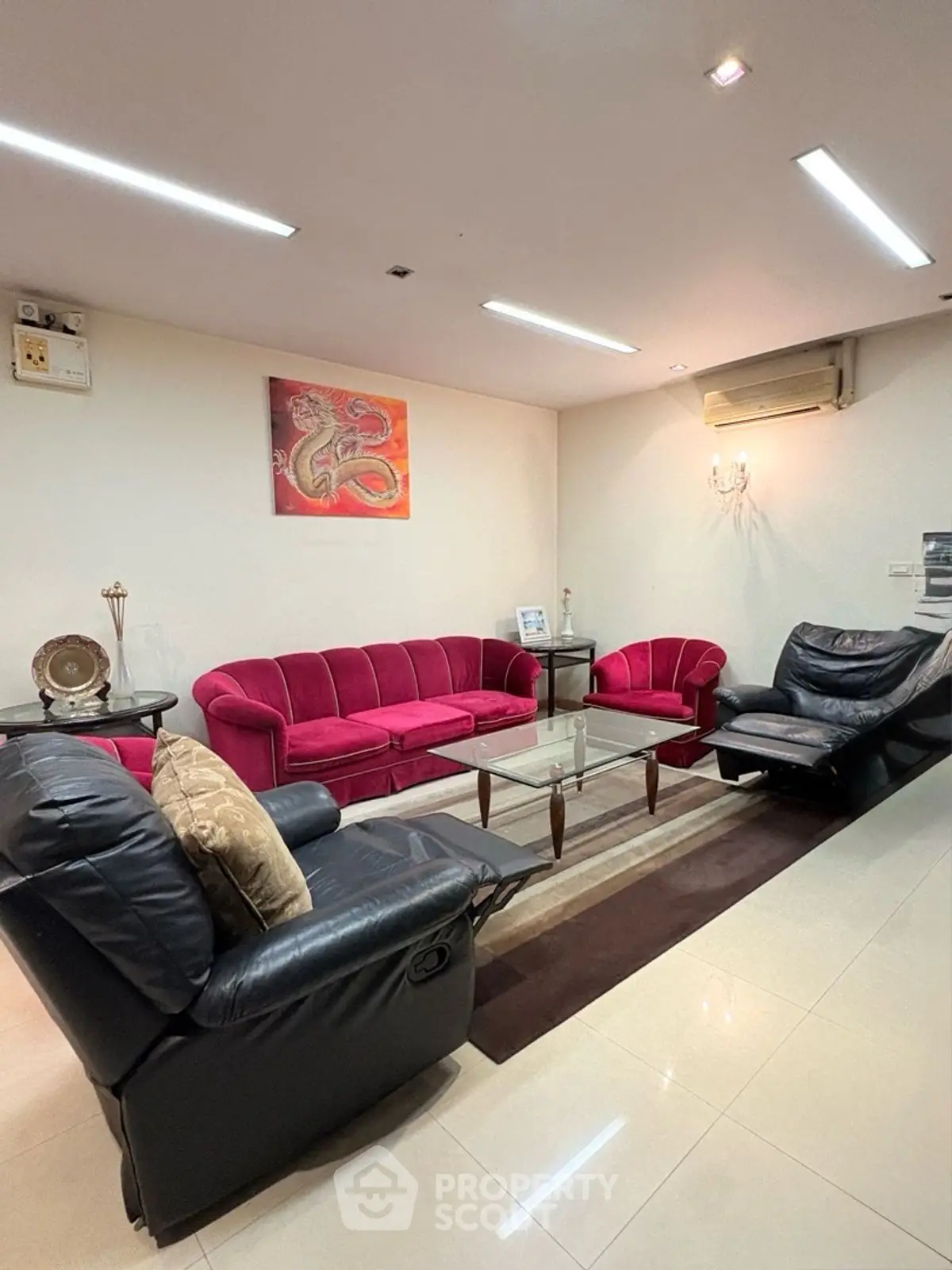 Spacious living room with modern furniture and elegant decor