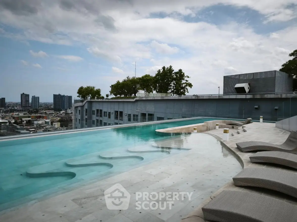 Luxurious rooftop infinity pool with stunning city skyline views