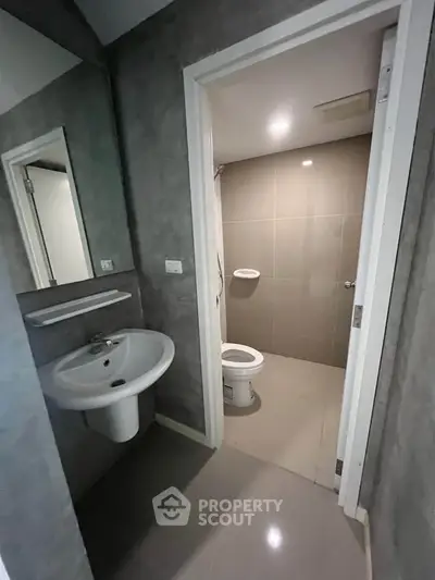 Modern bathroom with sleek design and minimalist fixtures