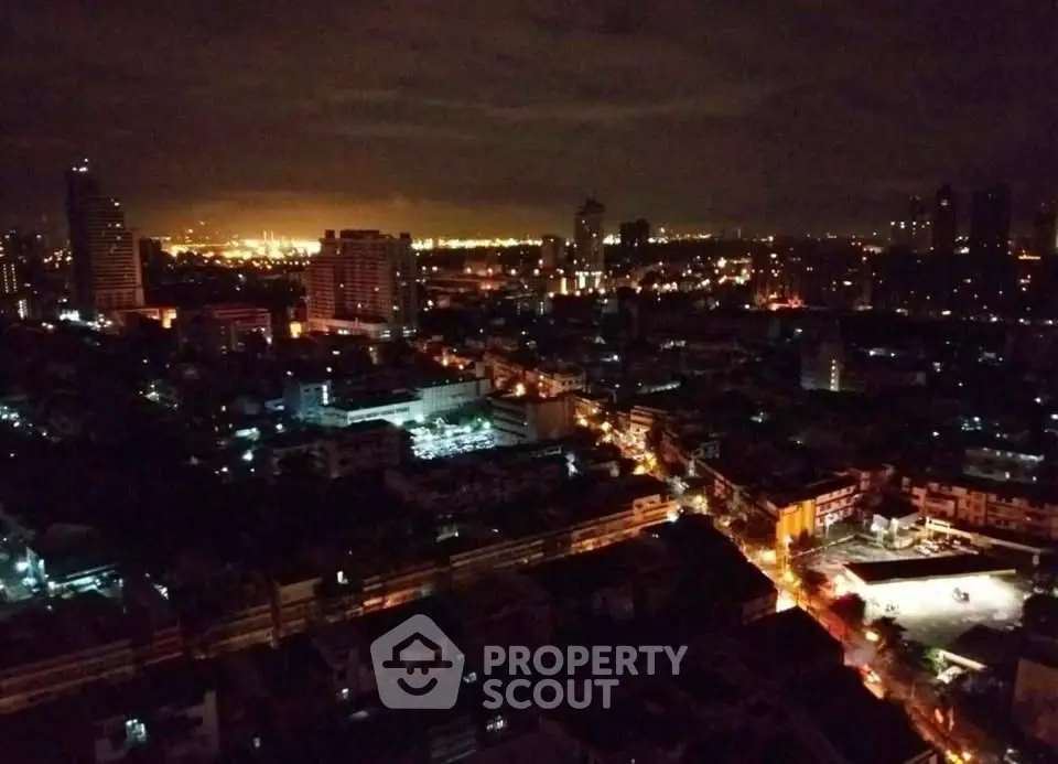 Stunning cityscape night view showcasing vibrant urban lights and skyline.