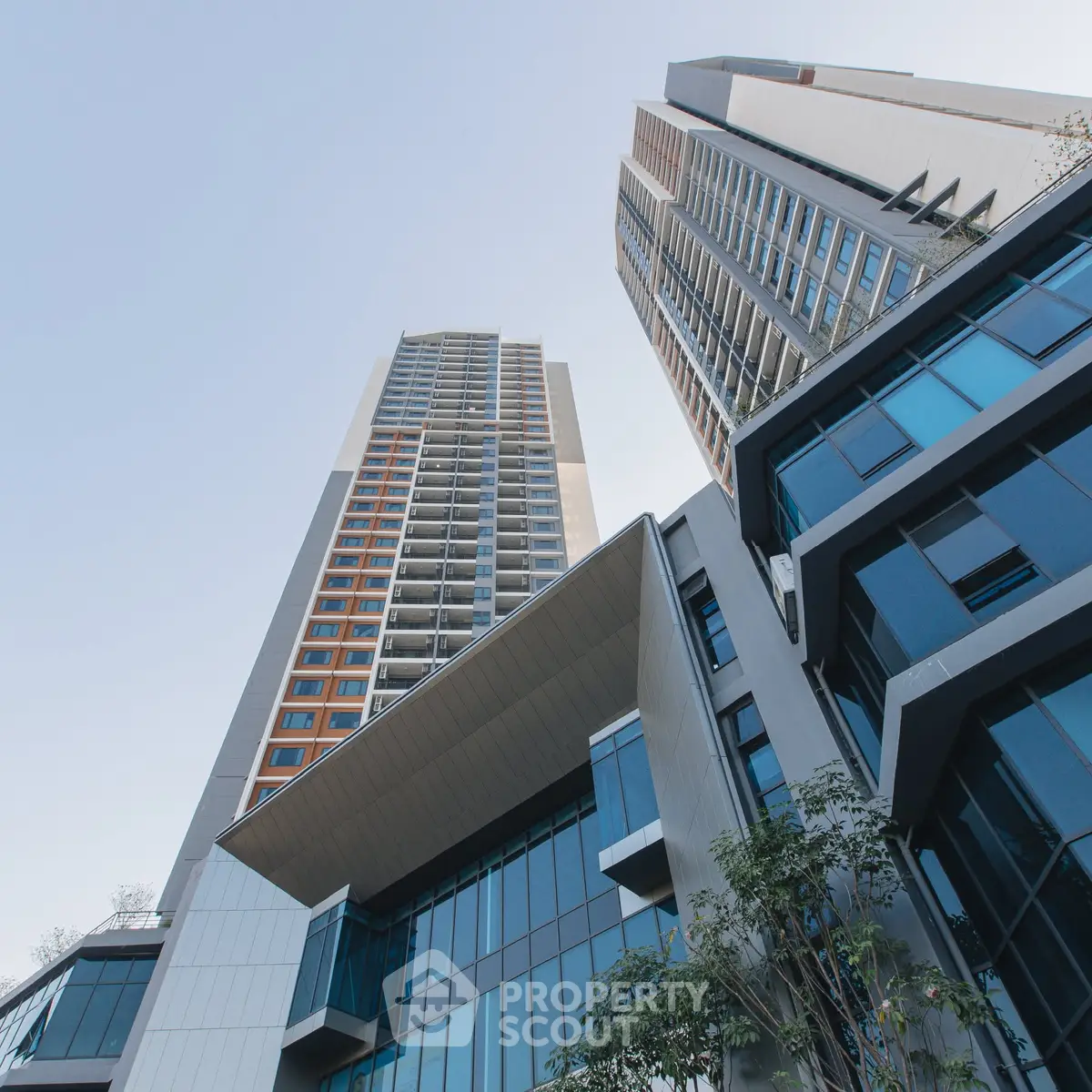 Stunning modern high-rise buildings with sleek architecture and expansive glass windows.