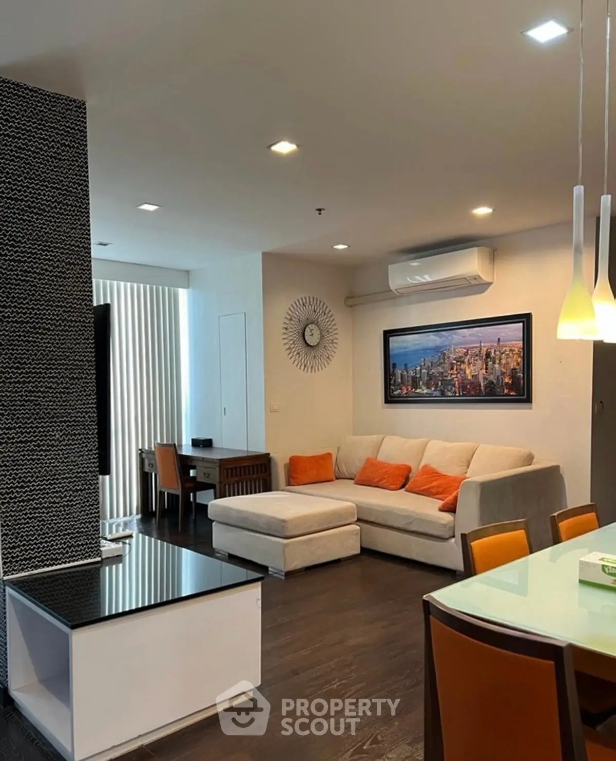 Modern living room with stylish decor and comfortable seating