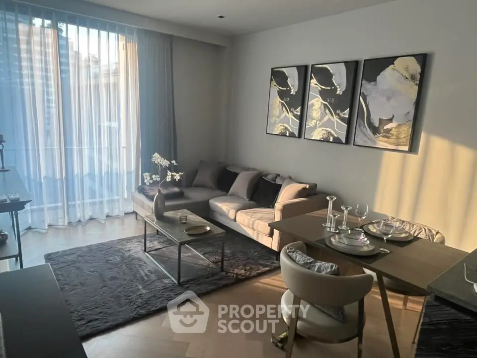 Modern living room with elegant decor and natural light