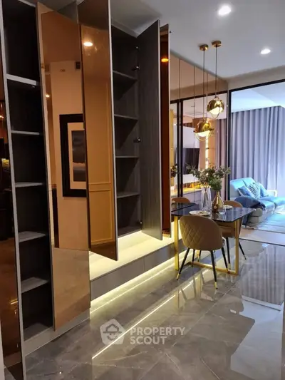 Luxurious modern interior with elegant dining area and stylish living room