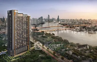 Stunning high-rise building with river view in vibrant cityscape