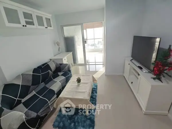 Cozy living room with modern decor and natural light