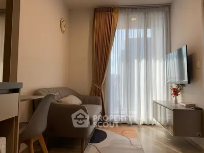 Cozy living room with modern decor and natural light