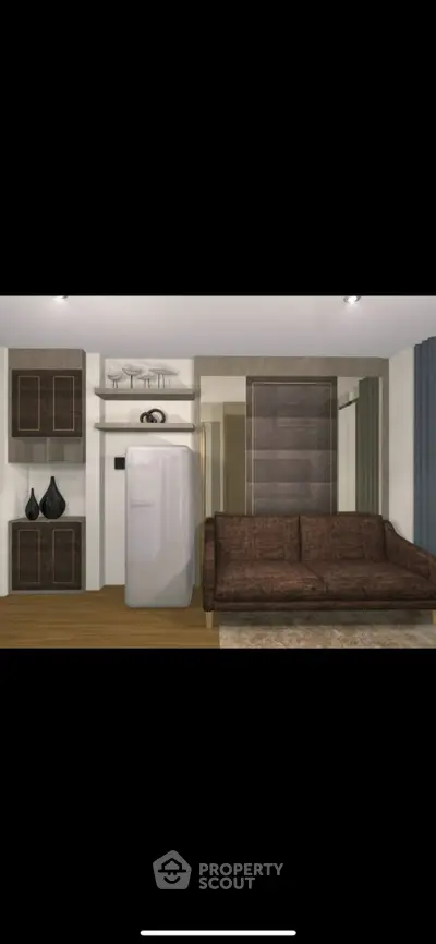 Modern living room with sleek design and stylish furniture