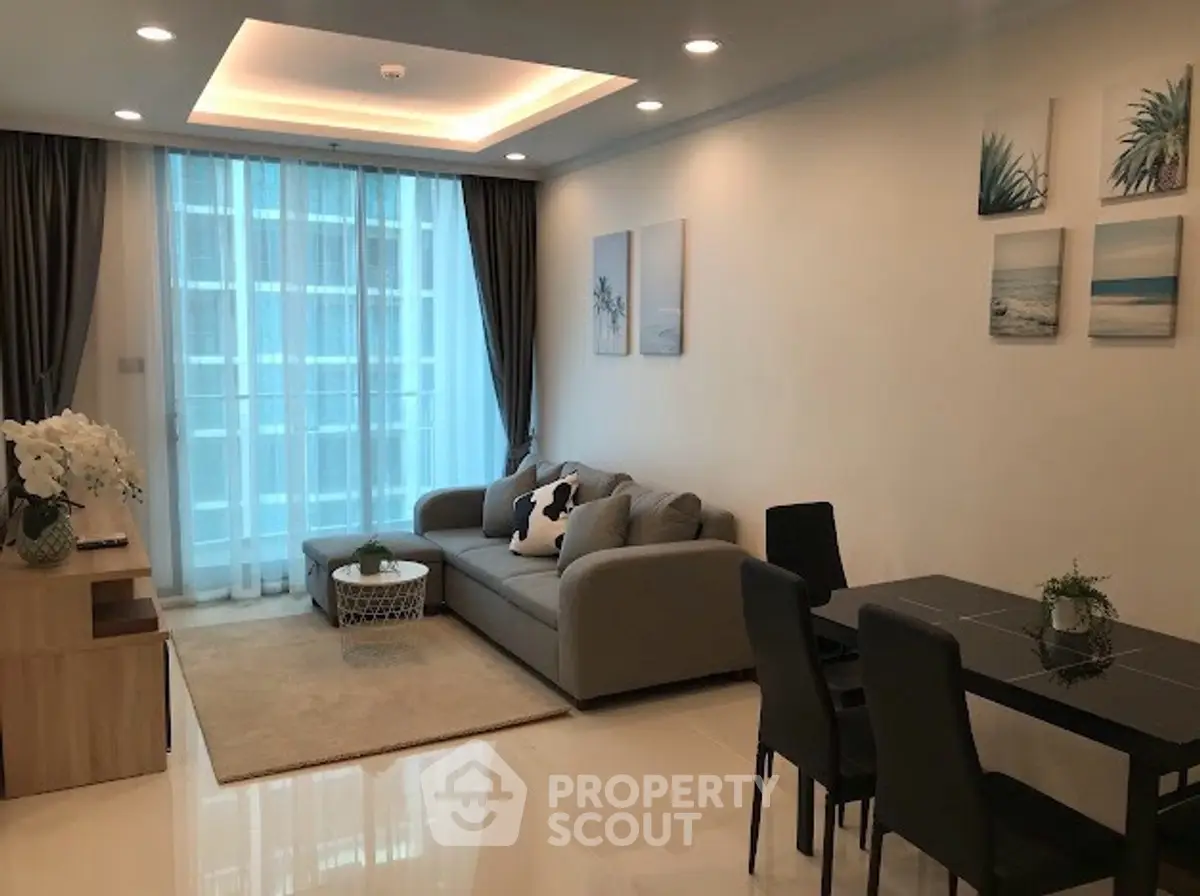 Modern living room with elegant decor and natural light