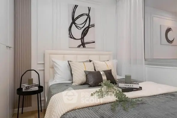 Stylish modern bedroom with elegant decor and cozy ambiance