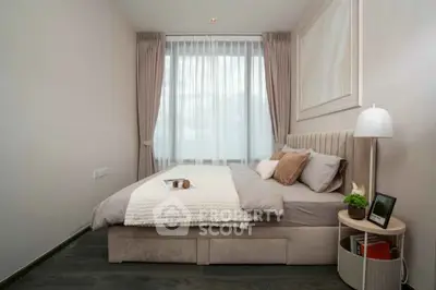 Cozy modern bedroom with elegant decor and natural light