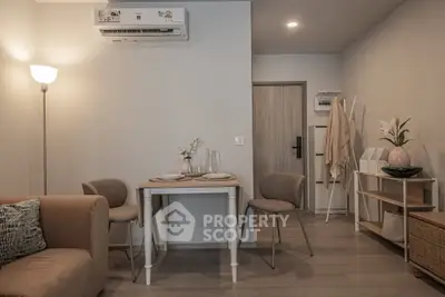 Cozy modern living space with dining area and stylish decor