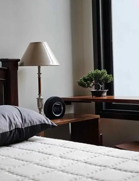 Cozy bedroom with modern decor and natural light