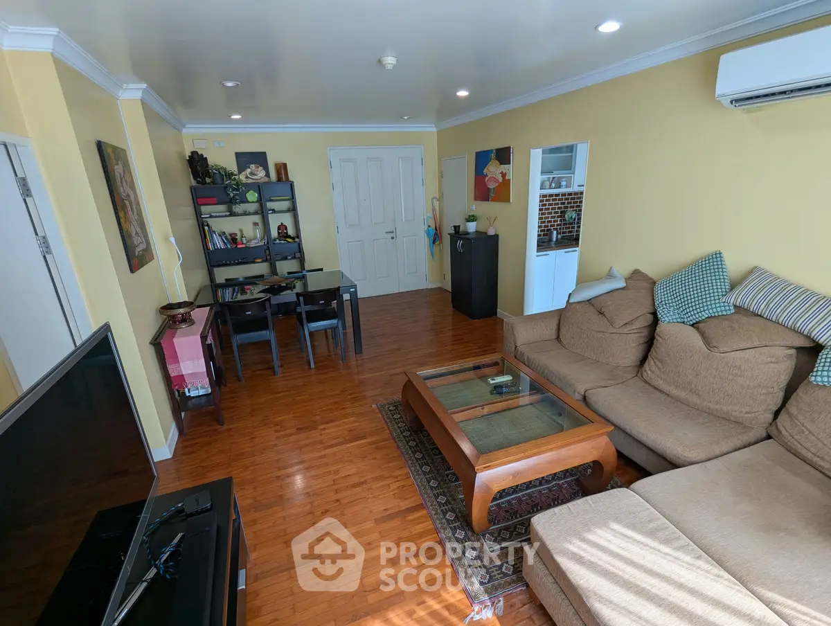 Spacious living room with cozy sectional sofa and modern decor