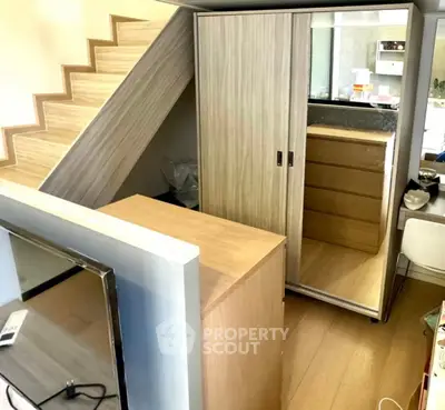 Stylish under-stair storage solution in modern home interior