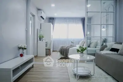 Modern living room with stylish decor and natural light