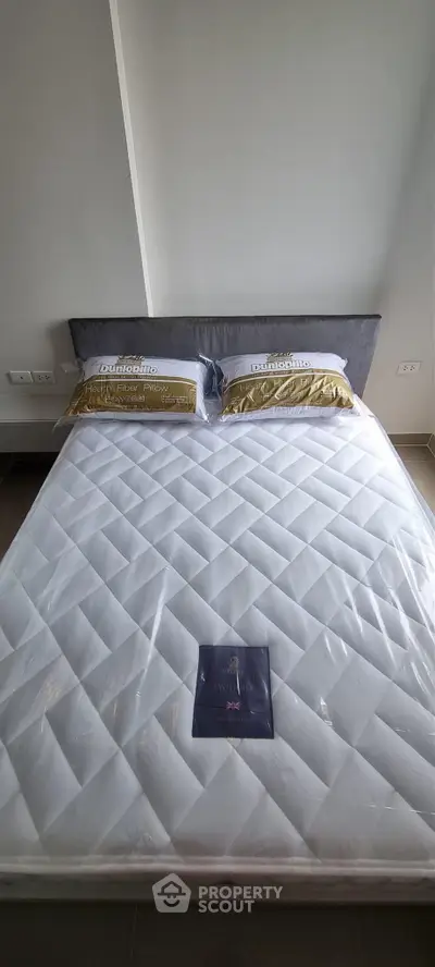 Modern bedroom with stylish bedding and elegant decor