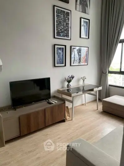 Modern living room with stylish decor and natural light