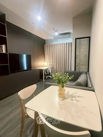 Modern living room with sleek furniture and stylish decor