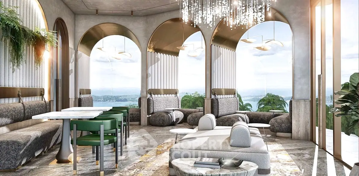 Luxurious living room with panoramic views and elegant decor