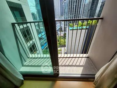 Modern urban balcony with city view, perfect for enjoying the skyline and fresh air.