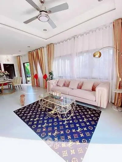 Luxurious living room with designer decor and elegant furnishings