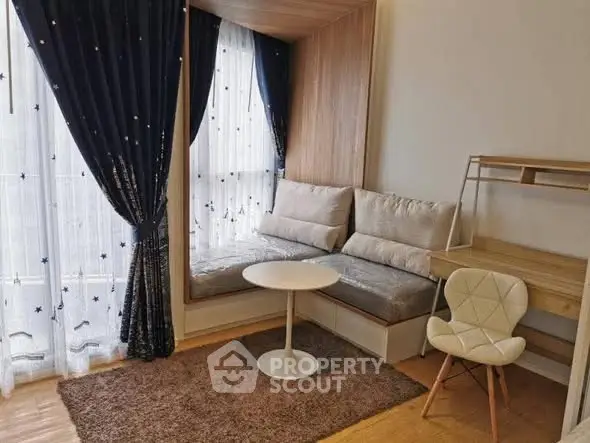 Cozy living room with elegant curtains and stylish furniture