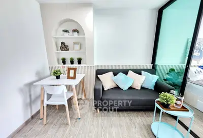 Modern living room with stylish decor and cozy seating area