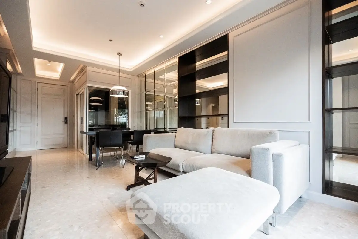 Luxurious modern living room with elegant decor and spacious seating area