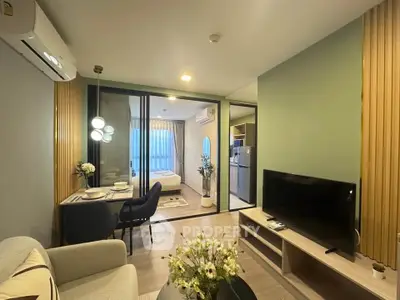 Modern open-plan living room with stylish decor and cozy ambiance