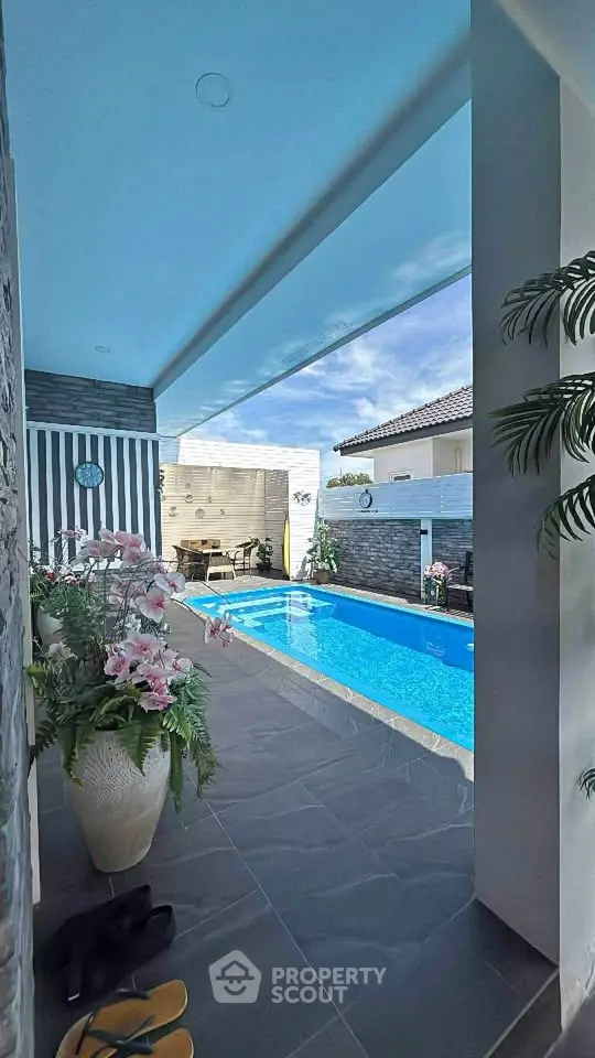Luxurious private pool area with modern design and elegant decor, perfect for relaxation and entertainment.